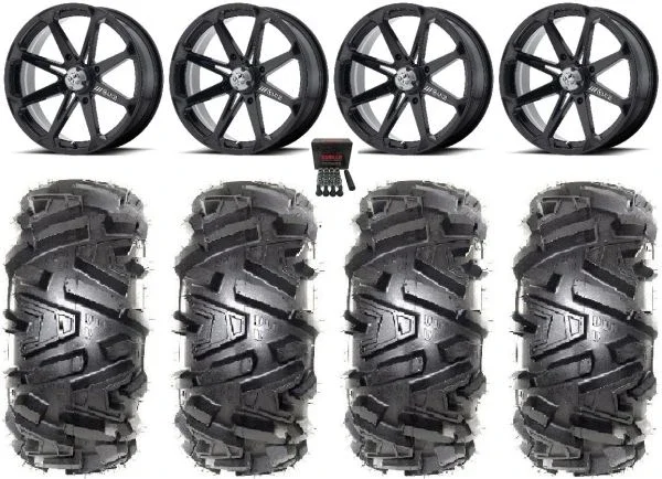 MSA Black Diesel 20″ UTV Wheels 34″ Moto MTC Tires Kawasaki Mule Pro FXT KRX / Yamaha Wolverine RMAX / YXZ 2019+