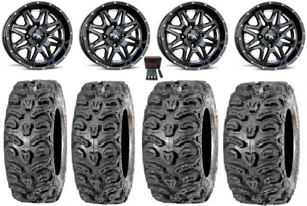 MSA Black Vibe 14″ UTV Wheels 26″ Bear Claw HTR Tires Polaris RZR XP 1000 / PRO XP / Ranger XP 900/1000
