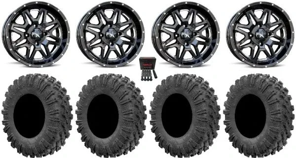 MSA Black Vibe 14″ UTV Wheels 30″ MotoRavage Tires Polaris RZR XP 1000 / PRO XP / Ranger XP 900/1000