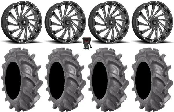 MSA Blade 24″ Wheels Milled 40″ BKT AT 171 Tires Kawasaki Mule Pro FXT KRX / Yamaha Wolverine RMAX / YXZ 2019+