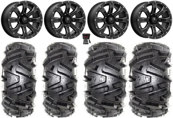 MSA Bounty 14″ Wheels Black 26″ Moto MTC Tires Honda Pioneer