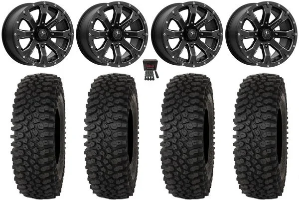 MSA Bounty 14″ Wheels Black 30″ Roctane ST Tires Yamaha Viking Wolverine YXZ1000R CFMoto ZForce 950 UForce 1000
