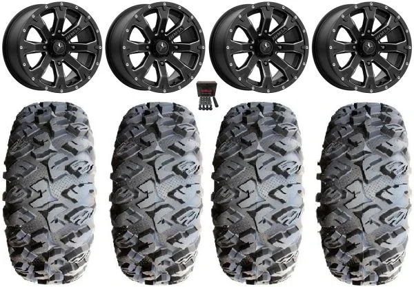 MSA Bounty 15″ Wheels Black 31″ MotoClaw Tires Kawasaki Teryx Mule