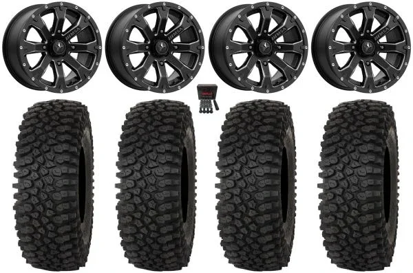 MSA Bounty 15″ Wheels Black 33″ Roctane STX Tires Can-Am Maverick X3 / Honda Pioneer 1000 / Talon
