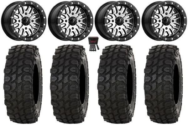 MSA Brute Beadlock 14″ Wheels Mh 32″ XComp ATR Tires Yamaha Viking Wolverine YXZ1000R CFMoto ZForce 950 UForce 1000