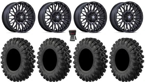 MSA Clubber 15″ Wheels Black DDT 35″ MotoRavage XL Tires Polaris RZR Turbo R & Pro R Ranger 1500 Xpedition