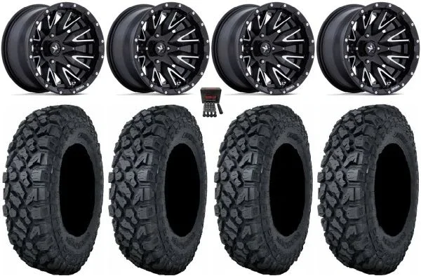 MSA Creed 14″ Wheels Machined 32″ Klever X/T Tires Can-Am Maverick X3 / Honda Pioneer 1000 / Talon