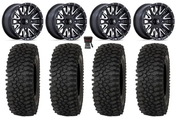 MSA Creed 15″ Wheels Machined 32″ Roctane STX Tires Yamaha Viking Wolverine YXZ1000R