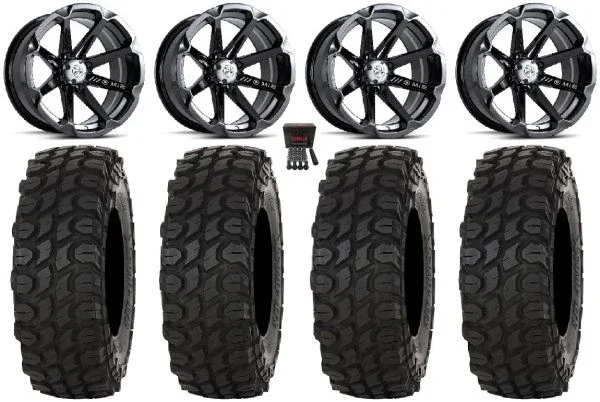MSA Diesel 14″ Wheels Black 32″ XComp ATR Tires Can-Am Commander Maverick Renegade Outlander Defender