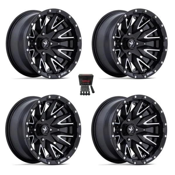 MSA M49 Creed 14″ Wheels/Rims Matte Black/Machined Honda Pioneer