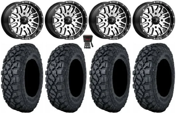 MSA Machined Brute 15″ UTV Wheels 32″ Klever X/T Tires Can-Am Maverick X3 / Honda Pioneer 1000 / Talon