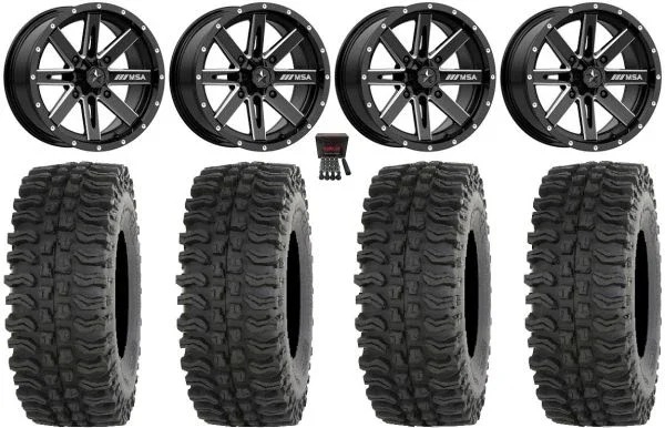 MSA Milled Boxer 14″ ATV Wheels 28″ BDC Tires Sportsman 550 850 1000