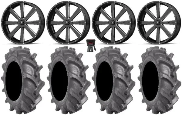MSA Milled Flash 24″ Wheels 40″ BKT AT 171 Tires Kawasaki Mule Pro FXT KRX / Yamaha Wolverine RMAX / YXZ 2019+