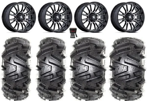 MSA ThunderLips 14″ Wheels Machined 26″ Moto MTC Tires Sportsman 550 850 1000