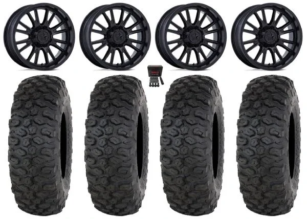 MSA ThunderLips 15″ Wheels Black 32″ Chicane DS Tires Kawasaki Mule Pro FXT KRX / Yamaha Wolverine RMAX / YXZ 2019+