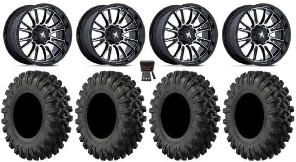 MSA ThunderLips 15″ Wheels Machined 37″ MotoRavage XL Tires Can-Am Commander Maverick Renegade Outlander Defender