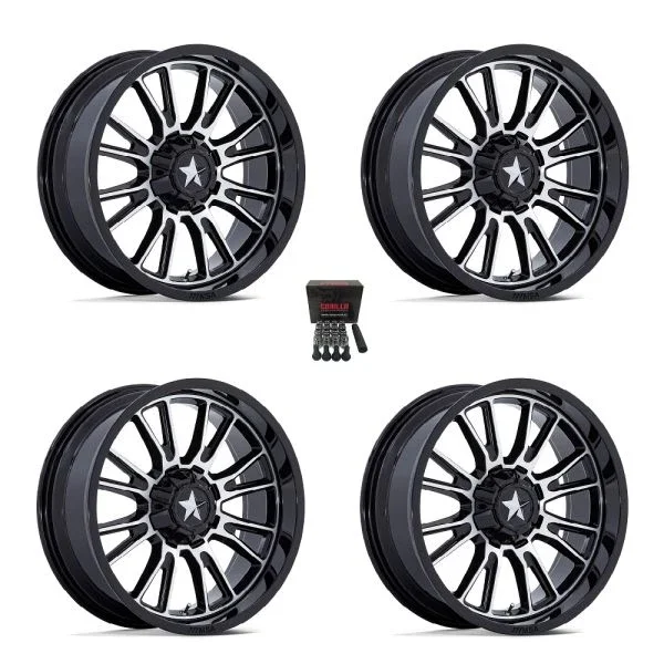 MSA ThunderLips 22″ Wheels Black/Machined Can-Am Maverick X3 / Honda Pioneer 1000