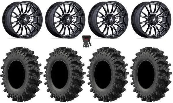 MSA ThunderLips 22″ Wheels Machined 33″ MotoSlayer Tires Can-Am Commander Maverick Renegade Outlander Defender
