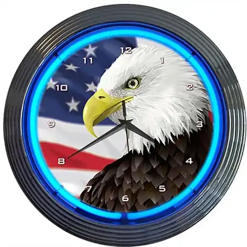 Neonetics Eagle with American Flag Neon Clock – 8EGFLG