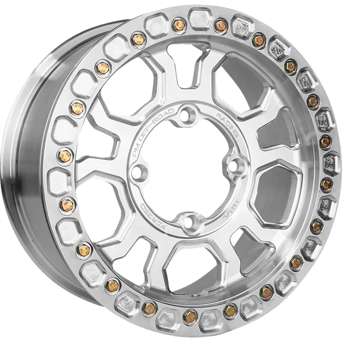 PM OFF-ROAD 0230-1367 412MA1507015292 Race Beadlock Wheel Wheel – Race Beadlock – Front/Rear – Machined – 15×7 – 4/156 – 5+2