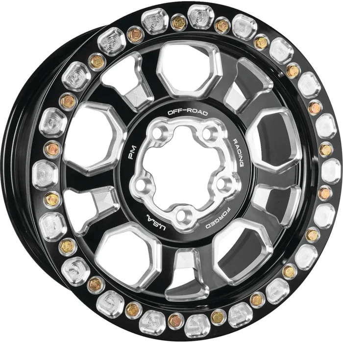 PM OFF-ROAD 0230-1368 412B31507015302 Race Beadlock Wheel Wheel – Race Beadlock – Front/Rear – Black/Contrast Cut® – 15×7 – 5/4.5 – 5+2