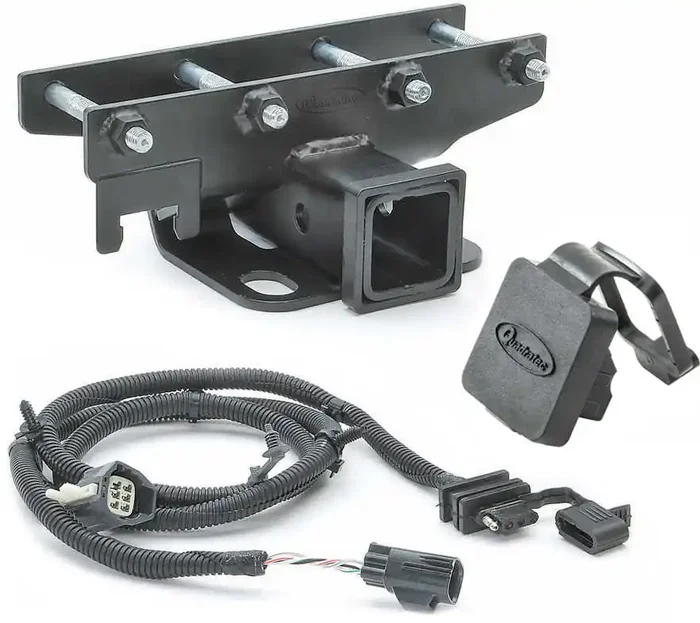 Quadratec 12015 1020 Premium 2″ Hitch with Wiring Kit & Quadratec Logo Plug for 07-18 Jeep Wrangler JK