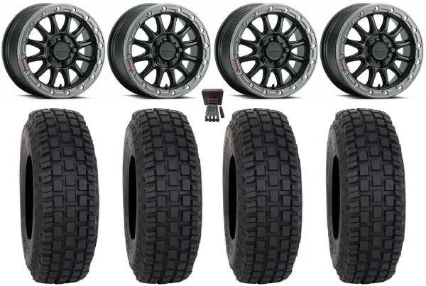 Raceline Alpha 15″Wheels Bk +25mm 37″RX600 Tires CFMoto UForce U10 Pro / U10 XL Pro / ZForce Z10 / Z10-4