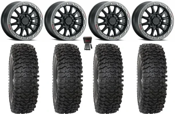 Raceline Alpha 15″Wheels Bk +53mm 32″RC500S Sticky Tires CFMoto UForce U10 Pro / U10 XL Pro / ZForce Z10 / Z10-4