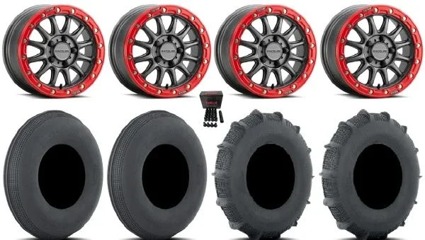 Raceline Alpha 15″ Wheels Gm +25mm 33″ Sand SS Tires Polaris RZR Turbo R & Pro R Ranger 1500 Xpedition
