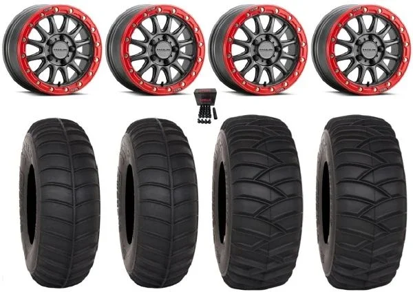 Raceline Alpha 15″ Wheels Gm +25mm 33″ SS365 Tires Polaris RZR Turbo R & Pro R Ranger 1500 Xpedition