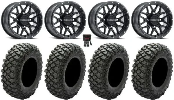 Raceline Krank 15″ Wheels Black 30″ Crawler XG Tires Polaris RZR XP 1000 / PRO XP / Ranger XP 900/1000
