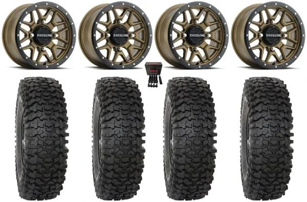 Raceline Krank 15″ Wheels Bronze 37″ RC500 Tires Can-Am Commander Maverick Renegade Outlander Defender