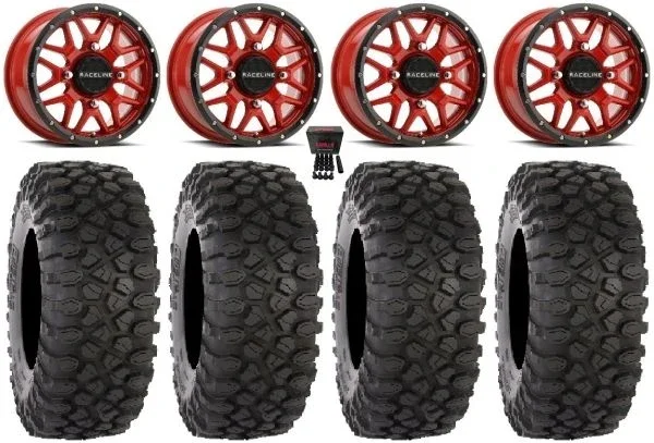 Raceline Krank 15″ Wheels Red 35″ XC450 Tires Polaris RZR XP 1000 / PRO XP / Ranger XP 900/1000