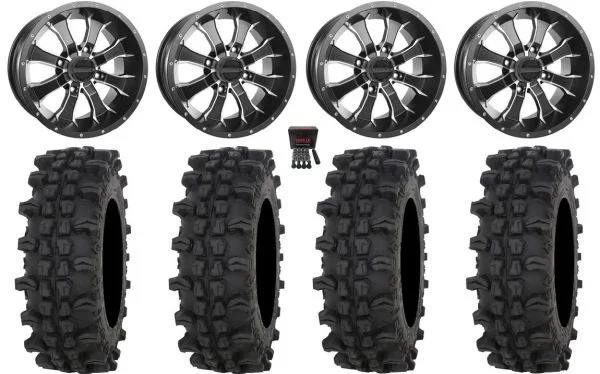 Raceline Mamba 14″ Wheels Black (2+5) 27″ ACP Tires Honda Pioneer