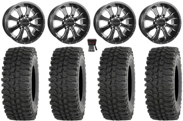 Raceline Mamba 14″ Wheels Black (2+5) 27″ BDC Tires Honda Pioneer