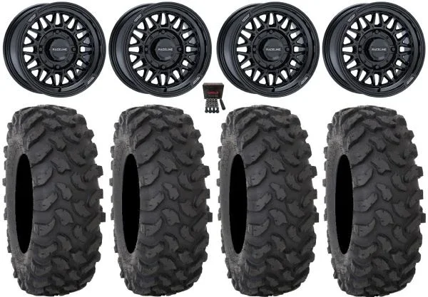 Raceline Omega 15″ Wheels Gloss Black 33″ XTR370 Tires Polaris RZR XP 1000 / PRO XP / Ranger XP 900/1000