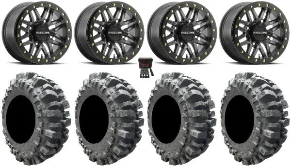 Raceline Ryno Bdlk 15″ Gm Wheels 31″ Bogger Tires Can-Am Maverick X3 / Honda Pioneer 1000 / Talon