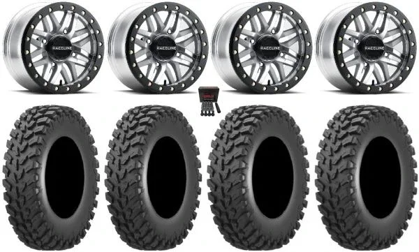 Raceline Ryno Bdlk 15″ Mh Wheels 32″ Cross Trail Tires Can-Am Commander Maverick Renegade Outlander Defender