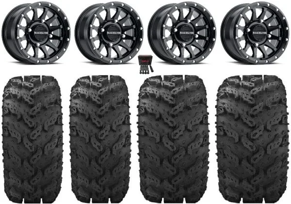 Raceline Trophy 14″ Black Wheels 27″ Reptile Tires Sportsman 550 850 1000