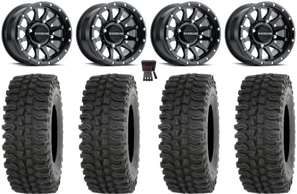 Raceline Trophy 15″ Black Wheels 32″ BDC Tires Polaris Sportsman / RZR / Ranger
