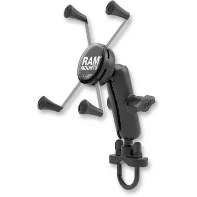 Ram Mount Handlebar Rail Mount with U-Bolt Base and Universal X-Grip for Large Phone Cradle