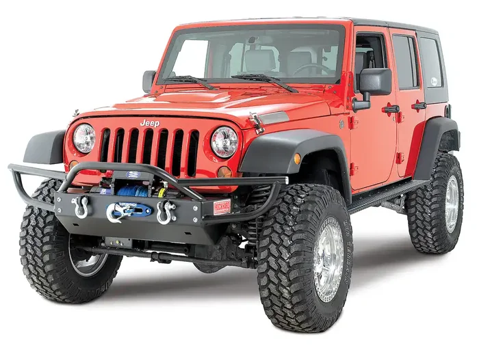Rock Hard 4X4 RH5004 Front Bumper with Tube Extensions & Recessed Winch Plate for 07-18 Jeep Wrangler JK