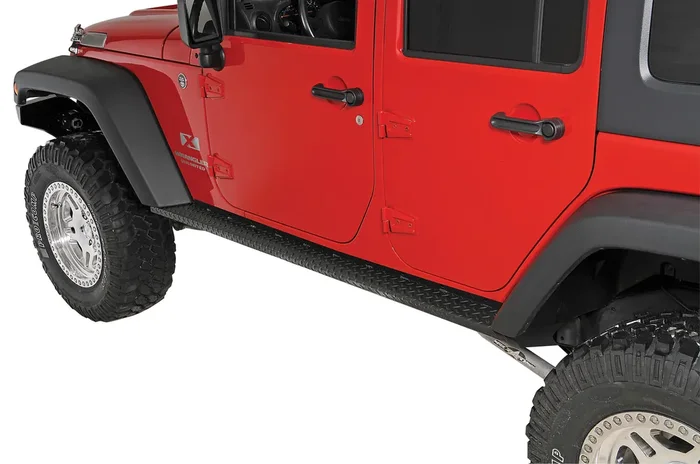 Rock Hard 4X4 Rocker Guards in Black for 07-18 Jeep Wrangler Unlimited JK 4 Door