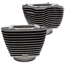 S&S 910-0682 Black w Highlight Fins 4 1/4″ Big Bore Cylinder Set 17-Up M8 Harley