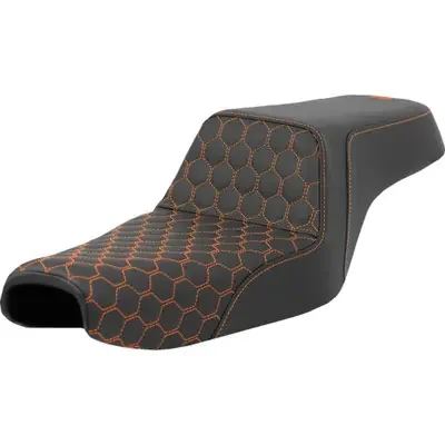 Saddlemen 2006-2008 Harley-Davidson 1200 Roadster EFI XLR Step-Up Seat – Honeycomb – Orange Stitching – 3.3 Gal Tank – Sportster ‘04-‘22