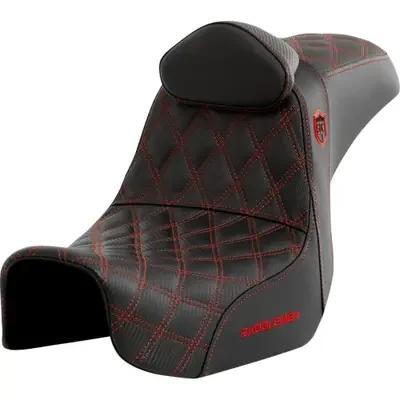 Saddlemen 2006-2008 Harley-Davidson Wide Glide EFI FXDWGI Pro Series SDC Performance Seat – w/ Backrest – Red Stitch – Dyna ‘06-‘17