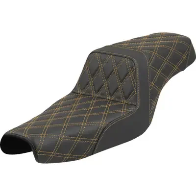 Saddlemen 2006-2011 Harley-Davidson 1200 Low EFI XLL Step-Up Seat – Lattice Stitch – Gold Stitch – XL ‘04-‘22