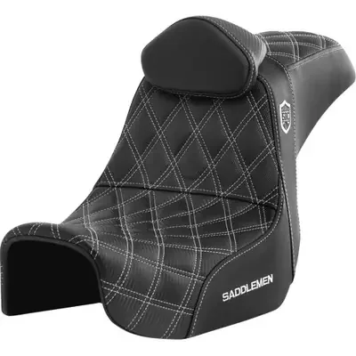 Saddlemen 2006-2017 Harley-Davidson Street Bob FXDB Pro Series SDC Performance Seat – w/ Backrest – White Stitch – Dyna ‘06-‘17