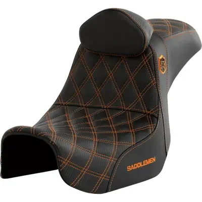 Saddlemen 2006-2017 Harley-Davidson Street Bob FXDB Pro Series SDC Performance Seat – w/ Backrest – Orange Stitch – Dyna ‘06-‘17