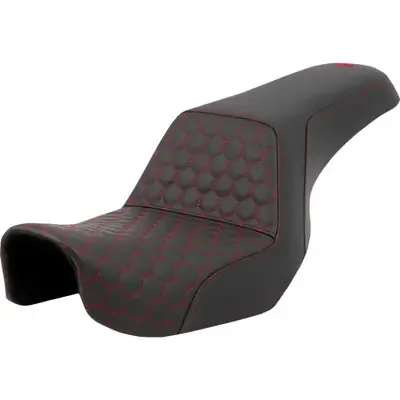 Saddlemen 2006 Harley-Davidson Super Glide FXD35 Step-Up Seat – Honeycomb – Red Stitching – Dyna ‘06-‘17